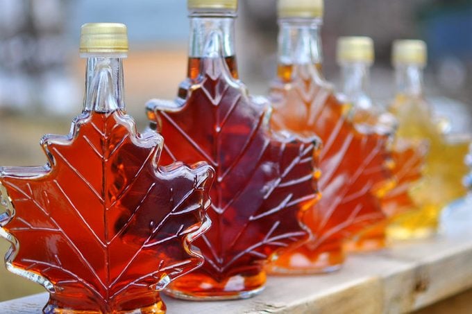 Different colour variatons of maple syrup made by a backyard hobbyist in Springhill, Nova Scotia.