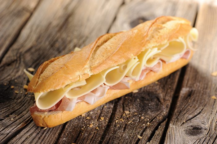 Baguette with ham and cheese 