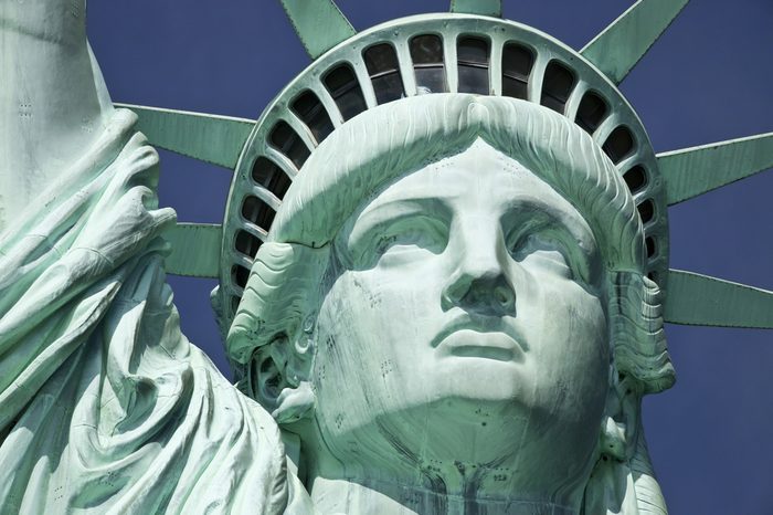 Detail of the Statue of Liberty on Liberty Island at New York City.