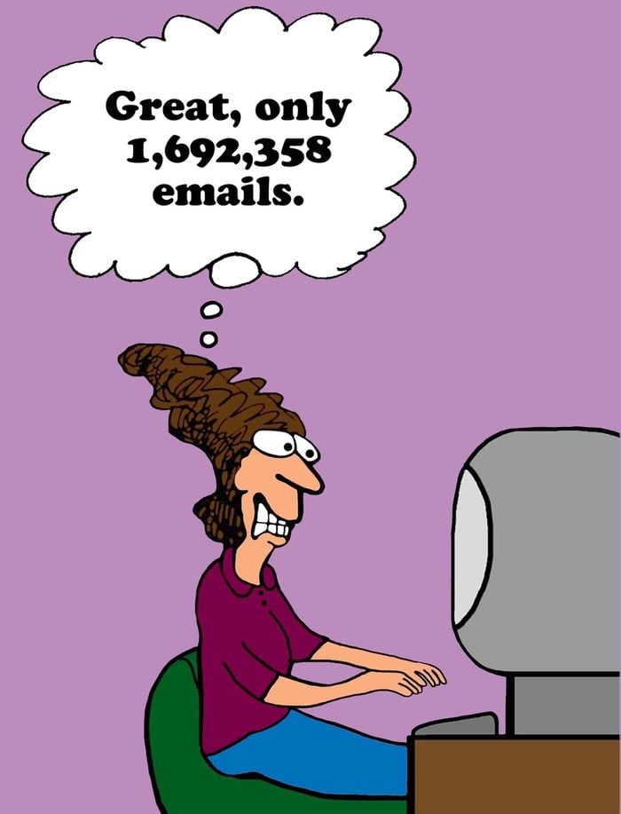 Business cartoon about excessive number of emails.