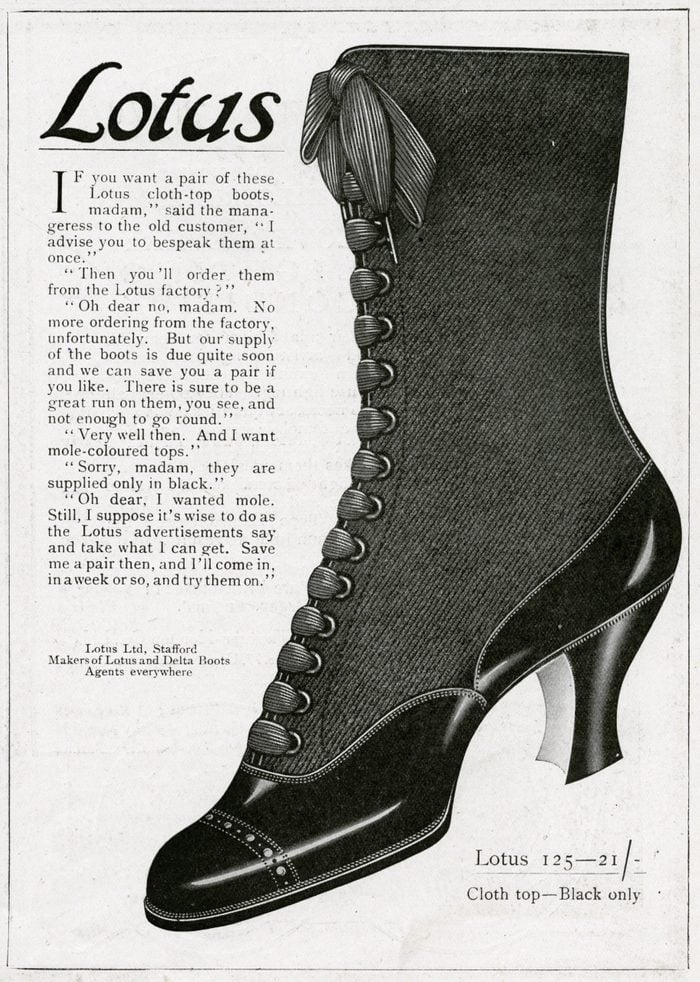 Lotus Delta Boots with Lace-ups and Cloth Tops 1916