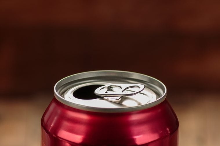 Top of red open soda can