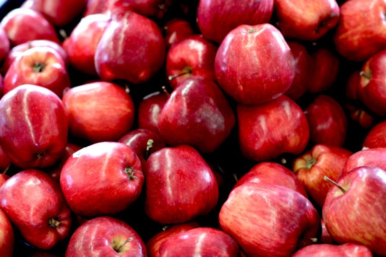 Red Washington apple at the farmer market, fresh and juicy