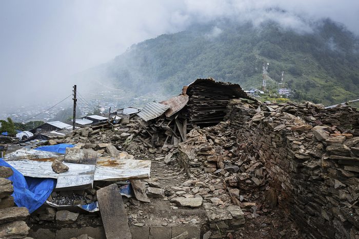 Barpak - Buildings in Northern Gorkha in Nepal destroyed by the 2015 earthquakes in Nepal.