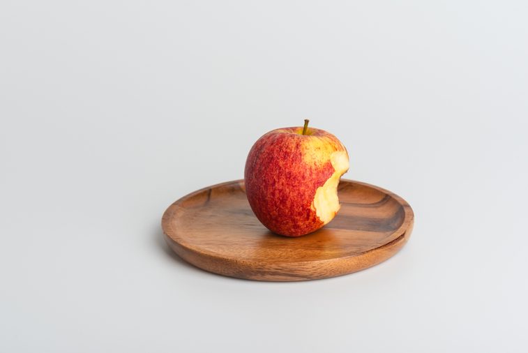 Apple - Fruit, Biting, Missing Bite, Red, White Background