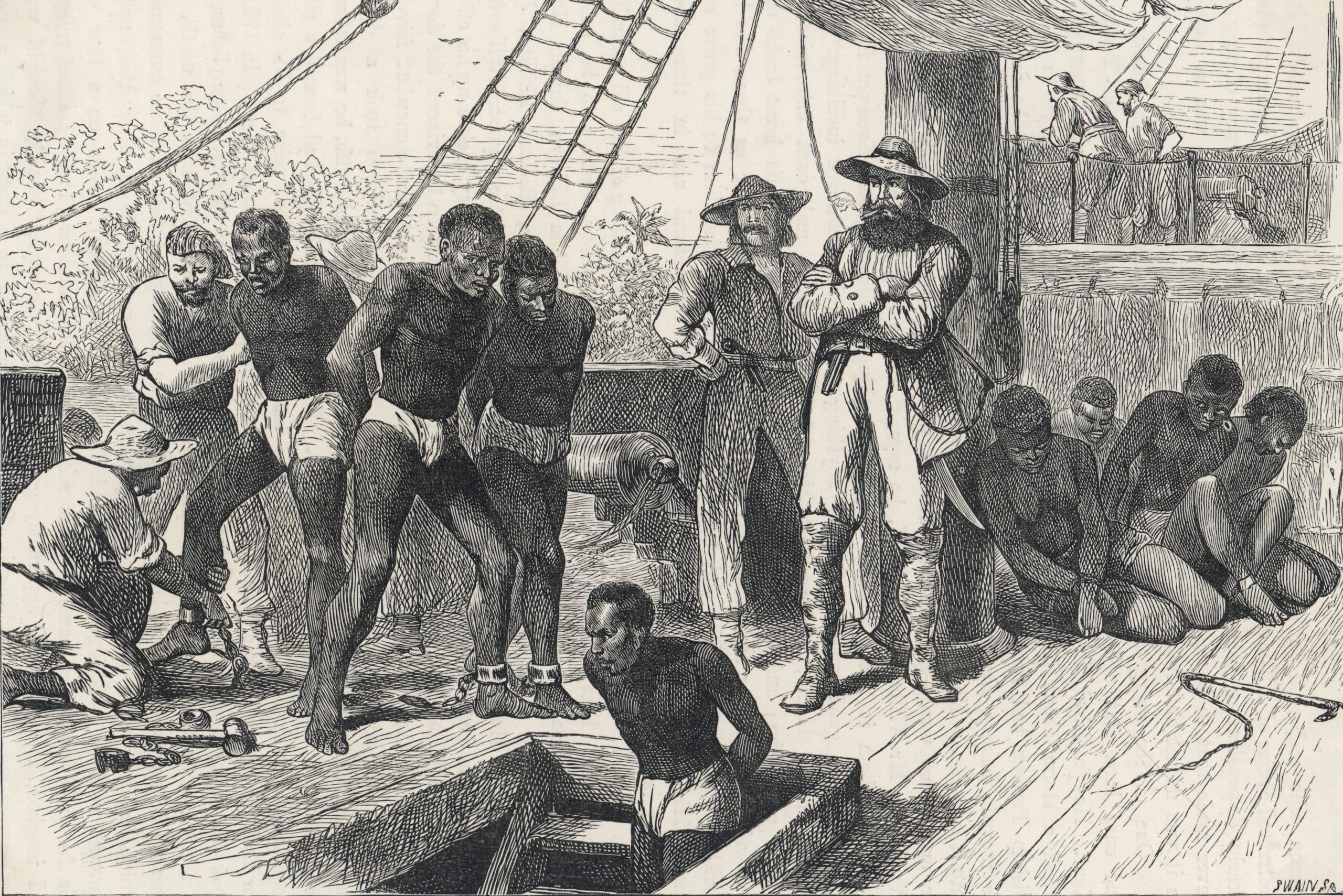 Mandatory Credit: Photo by Historia/Shutterstock (7665129mc) Taking African Slaves On Board A Slave Ship circa 1830 Historical Collection 6