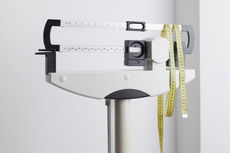 Medical weight scale and measuring tape