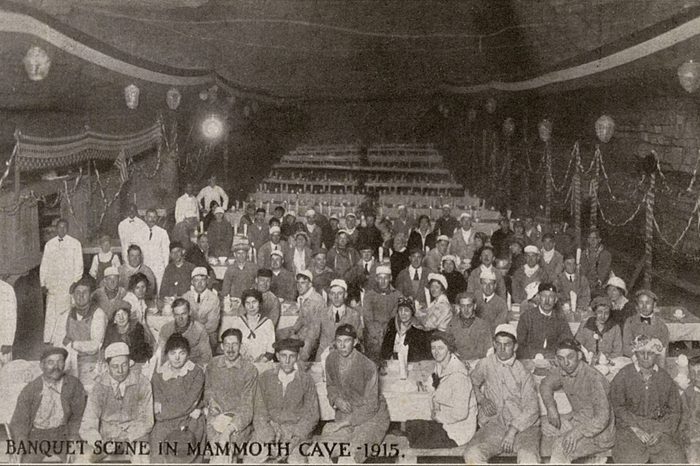 Mandatory Credit: Photo by Historia/Shutterstock (9822774a) Banquet Scene in Mammoth Cave in Mammoth Cave National Park Kentucky Usa. the Underground Dining Room Was Able to Seat 500 People. . Unattributed Postcard Banquet in Mammoth Cave, Kentucky, Usa, 1915