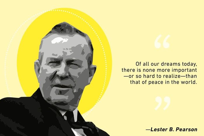 lester b pearson illustration and quote text