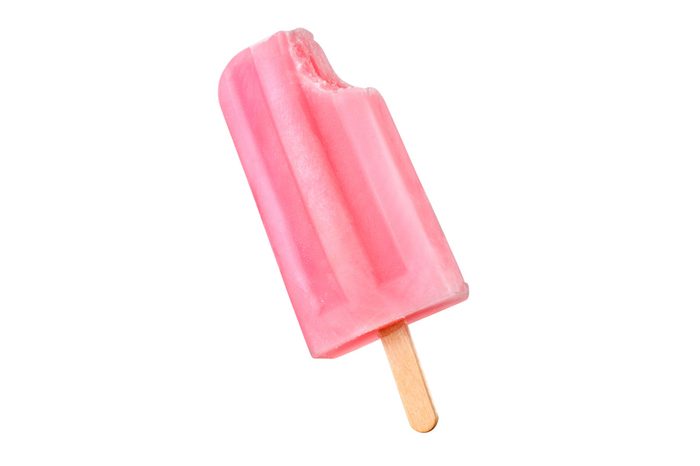 Pink popsicle isolated on white background with clipping path