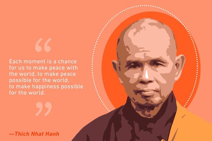 thich nhat hanh illustration and quote text