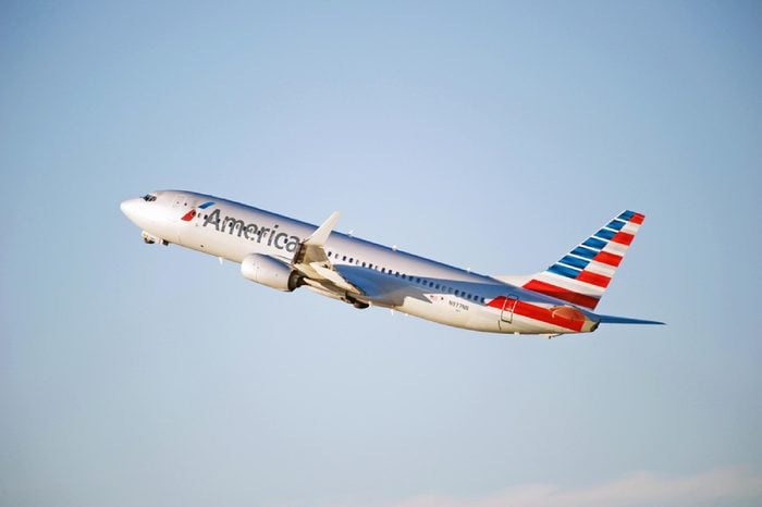 American Airlines Boeing 737-823(WL) aircraft is airborne as it departs Los Angeles International Airport, Los Angeles, California USA