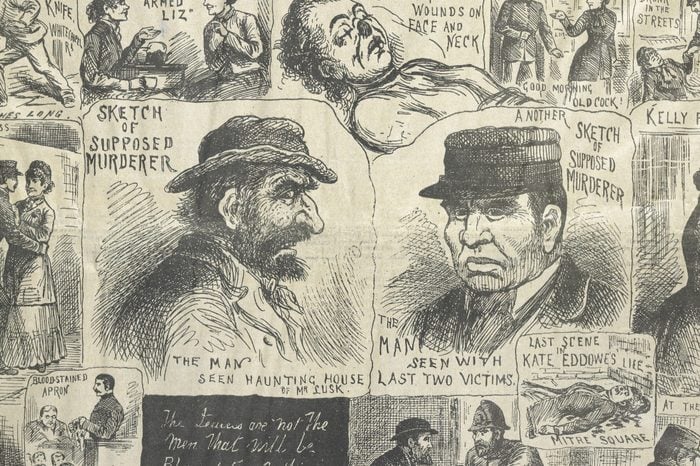 Two sketches of the murderer (Jack the Ripper) from The Illustrated Police News, 20th October, 1888 Art (Social history) - various