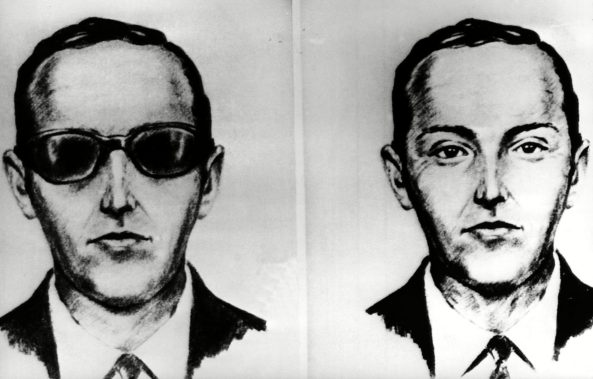 This undated artist' sketch shows the skyjacker known as D.B. Cooper from recollections of the passengers and crew of a Northwest Airlines jet he hijacked between Portland and Seattle on Thanksgiving eve in 1971. The FBI says it's no longer actively investigating the unsolved mystery of D.B. Cooper. The bureau announced it's "exhaustively reviewed all credible leads" during its 45-year investigation DB Cooper FBI - 12 Jul 2016