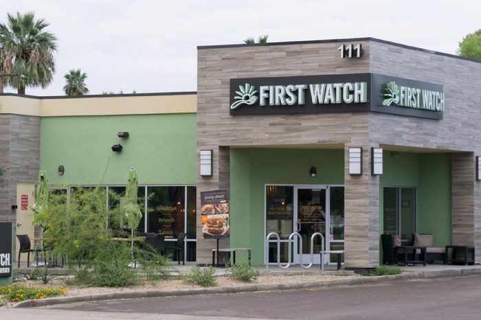 First Watch Restaurant. First Watch is a restaurant chain focusing on breakfast and lunch service.