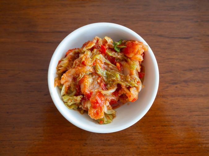 Kimchi, the most famous Korean traditional food. It's a basic Korean side dish made of vegetables with a variety of seasonings.