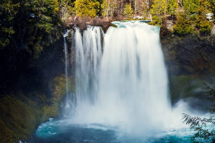 Koosah Falls is a 70-foot plunge waterfall on the McKenzie River in Oregon.