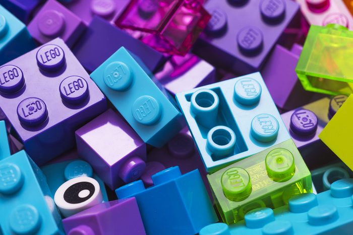 Lego blocks - plastic construction toy -manufactured by The Lego Group based in Billund, Denmark - illustrative editorial