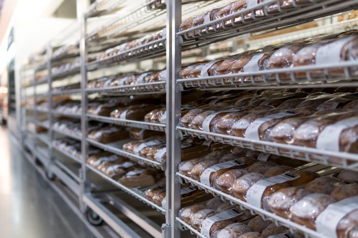 Melbourne, Australia - Oct 26, 2017: Neatly arranged bakery on the shelves in Costco supermarket.