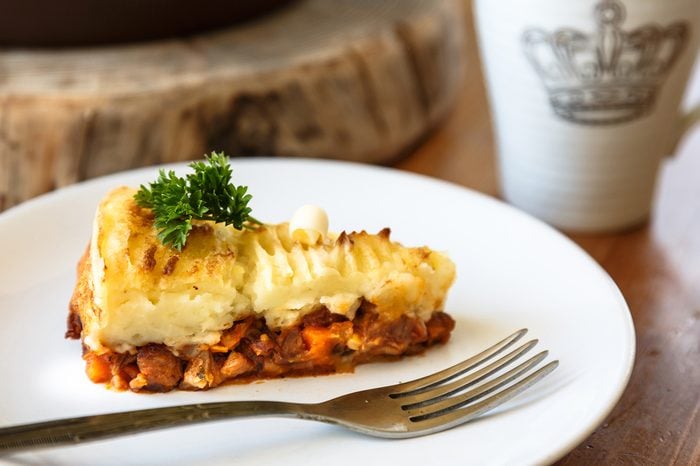 Baked Irish pie with minced meat on a plate