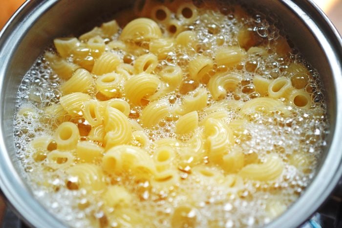 Macaroni in boiling water