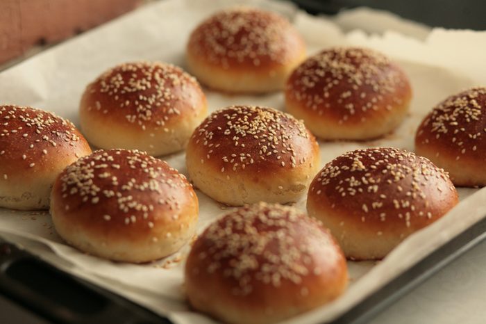 The homemade bread rolls with sesame seeds hamburger