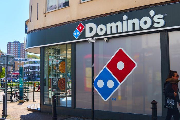 Domino's Pizza shop window in Brighton UK