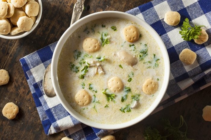 Homemade Oyster Stew with Parsley and Crackers