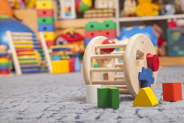 wooden color toy in room for children