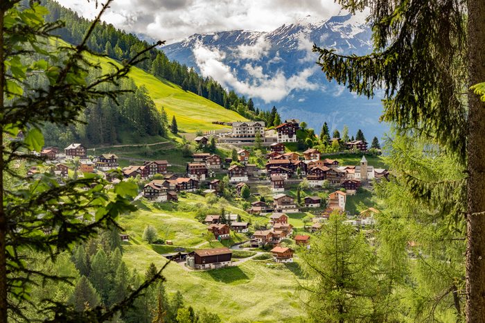 The small mountain village of Tschiertschen, Switzerland