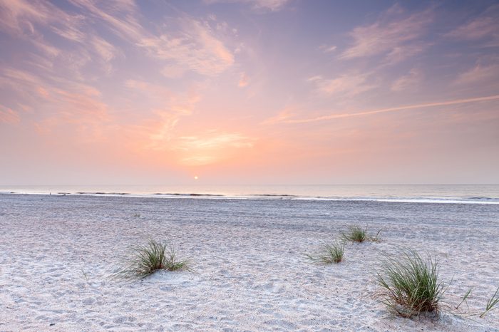 sunrise over atlantic ocean in south florida. Fernandina beach, Florida, USA