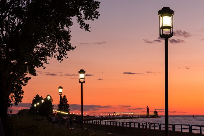 Grand Haven Pier and Lighthouse After Sun Down