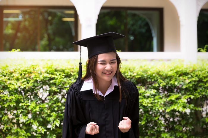 Happy face of Asian women in graduation student in the outdoor