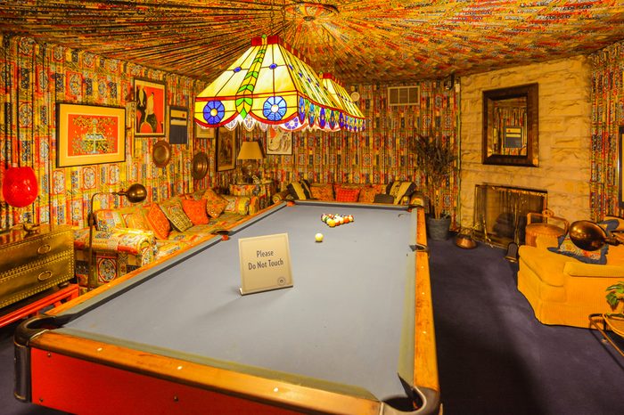 Memphis, TN - Sep. 21, 2017: Pool room in Elvis Presley's Graceland Mansion. The mansion had been placed in the National Register of Historic Places.