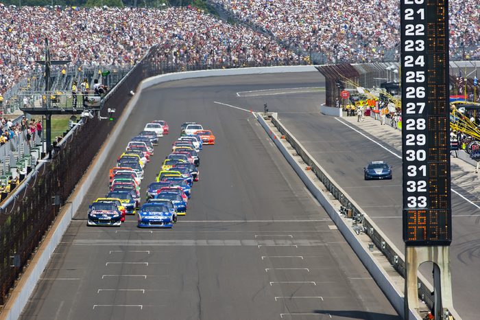 INDIANAPOLIS, IN - JULY 31: The NASCAR Sprint Cup Series teams take to the track for the 18th annual Brickyard 400 race at the Indianapolis Motor Speedway in Indianapolis, IN on Jul 31, 2011.