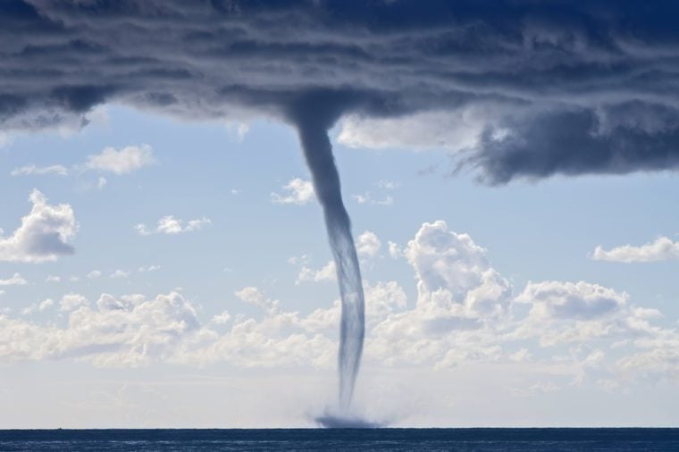 Tornados over mediterranean sea in a sunny winter day