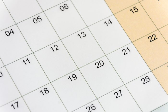 Calendar with numbers closeup. Mockup for design.