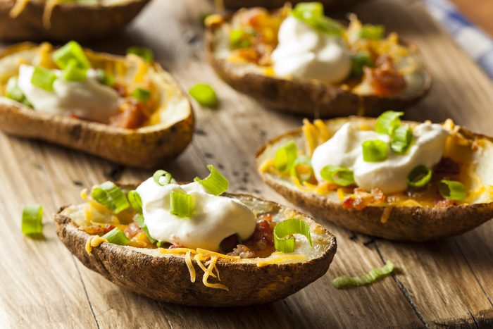 Homemade Potato Skins with Bacon Cheese and Sour Cream