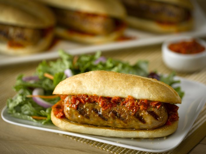 Italian Turkey Sausage with Red Pepper Sauce
