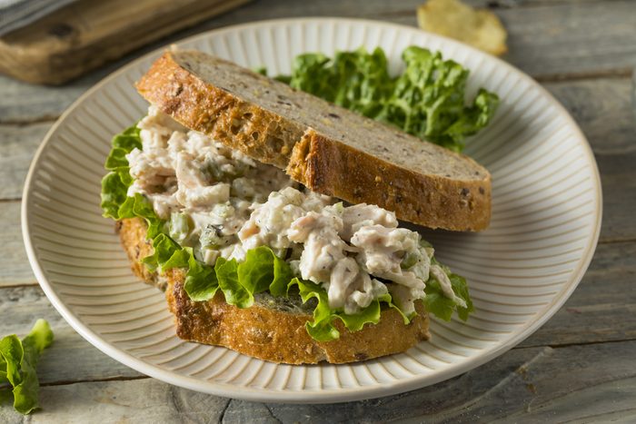 Homemade Healthy Chicken Salad Sandwich with Chips