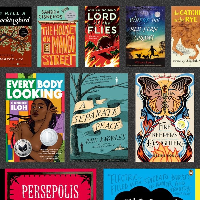 Collage of several best books for teens covers