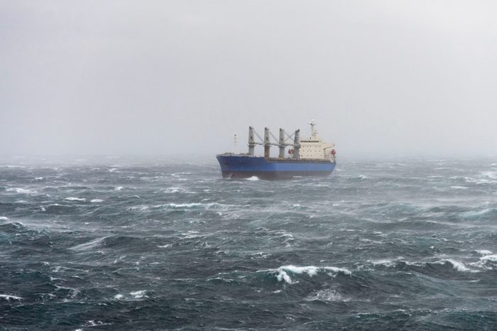 Vessel at stormy sea