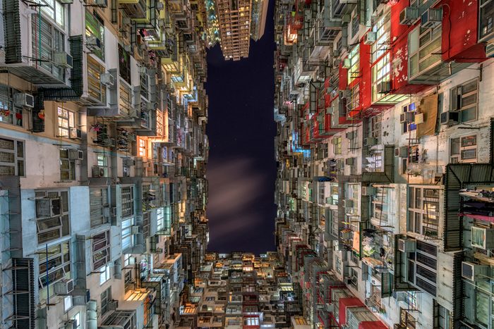 Old Residential building in Hong Kong that looks like a motherboard