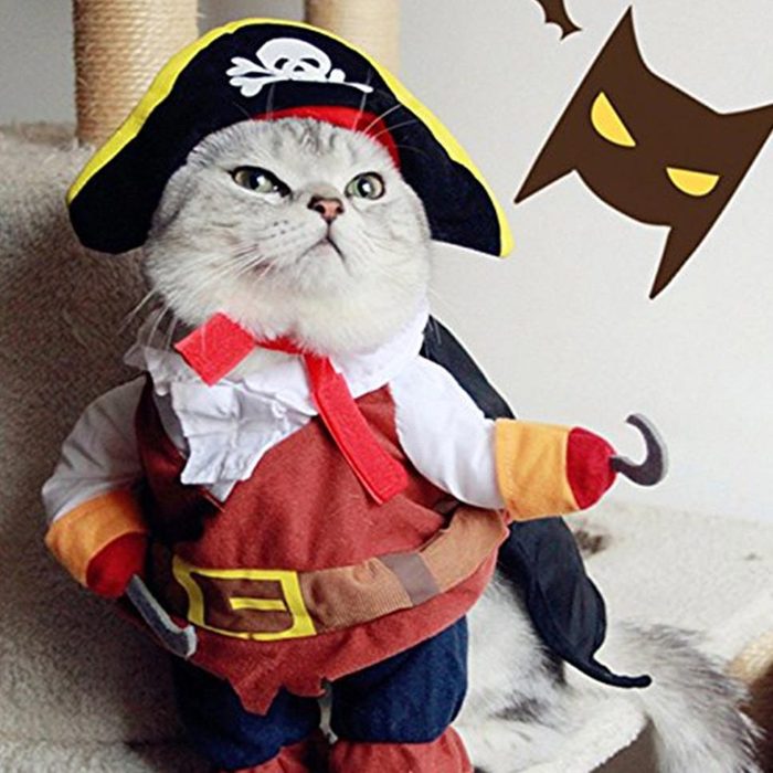 Idepet Funny Pet Clothes Pirate Dog Cat Costume Suit Corsair Dressing up Party Apparel Clothing for Cat Dog Plus Hat