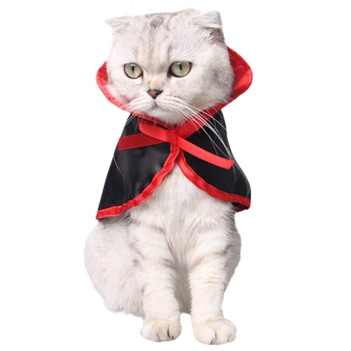Neychen Pet Dog Cat Cloak,Halloween Christmas Party Cosplay Costumes in Vampire Cape Design,Black Red