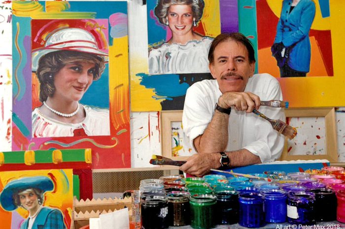 Peter Max with his work