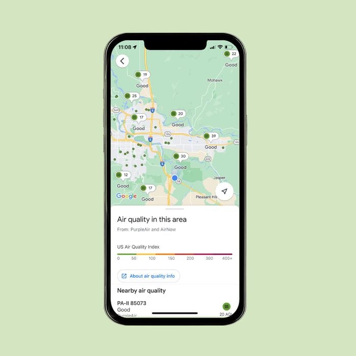 air quality layer on google maps