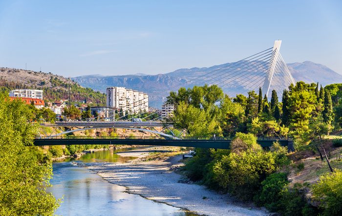 View of Podgorica with the Moraca river - Montenegro