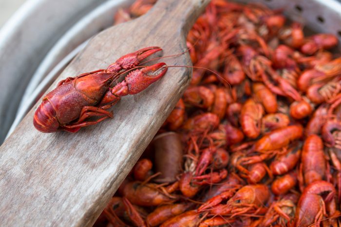 Boiled Crawfish in Pot with Paddle