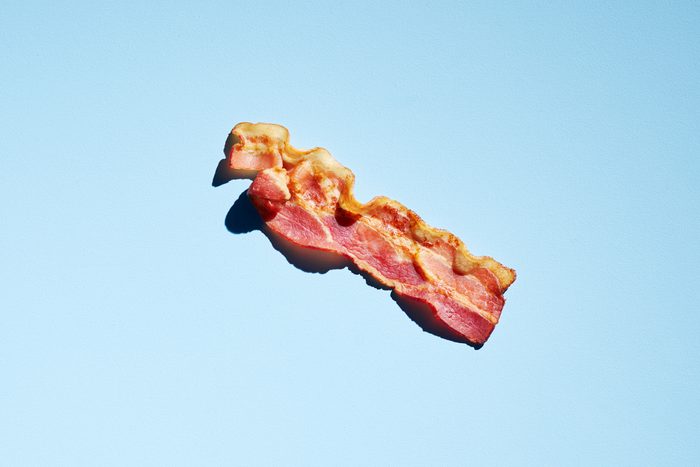 Bacon on a blue background